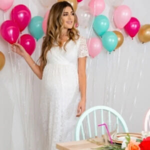 NEW Pinkblush White Lace Overlay Wrap Maxi Dress